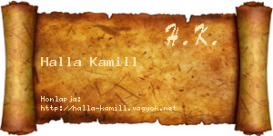 Halla Kamill névjegykártya